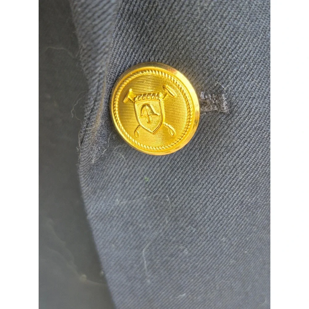 Lauren Ralph Lauren Mens Navy Blue 100% Wool Gold Crest Button‎ Blazer 50R